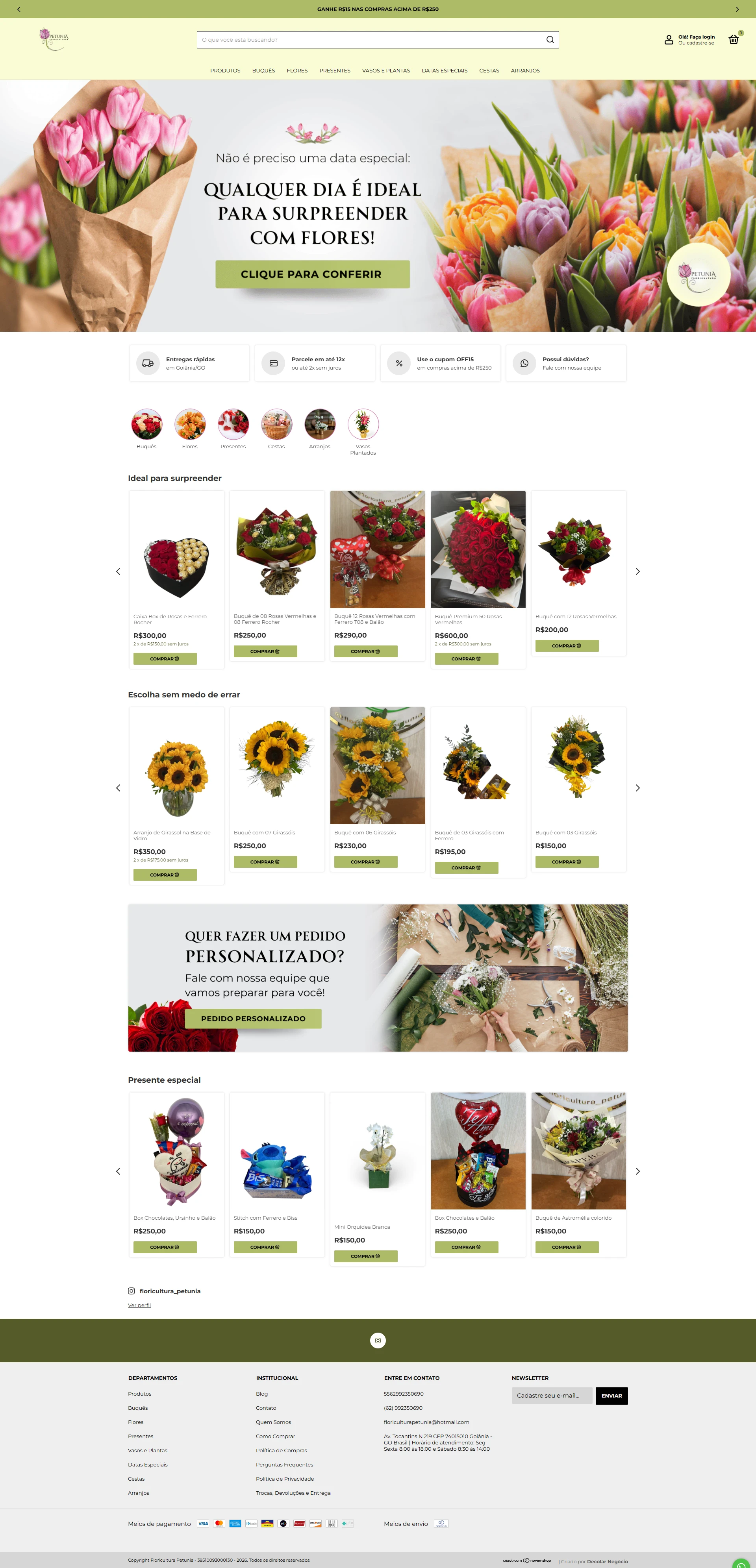 Print do projeto Floricultura Petúnia