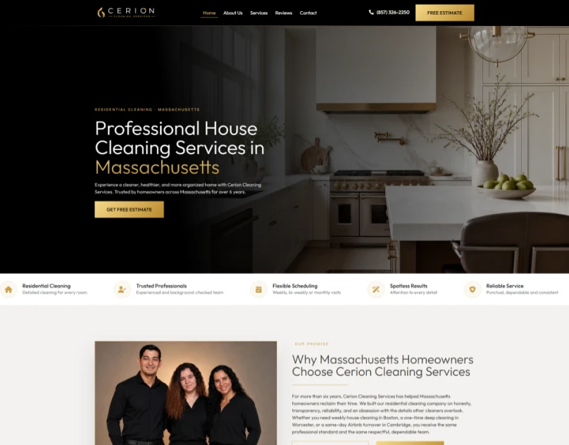 Cerion Cleaning Services: site em inglês para empresa de limpeza nos Estados Unidos 3 Print do projeto Cerion Cleaning Services