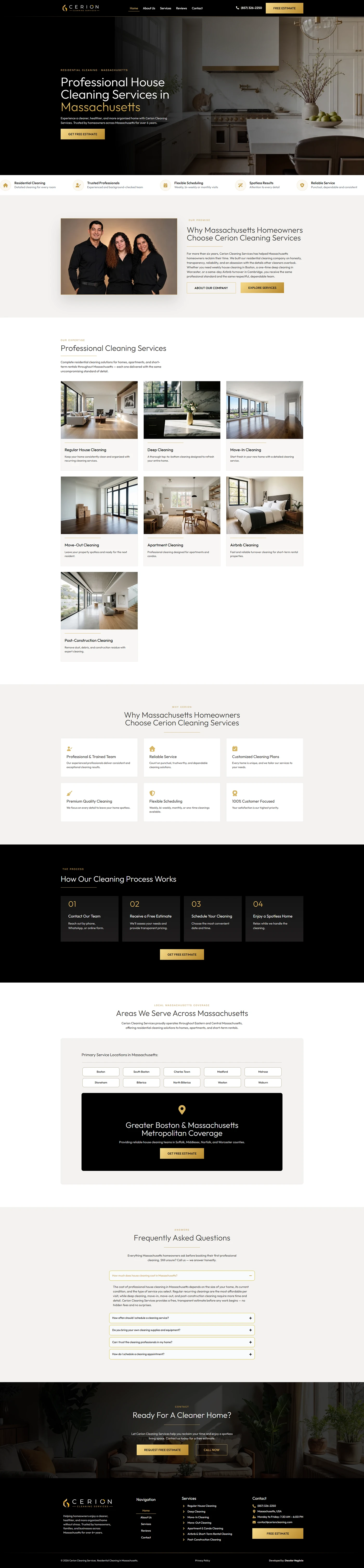 Site da Cerion Cleaning Services, projeto da Decolar Negócio