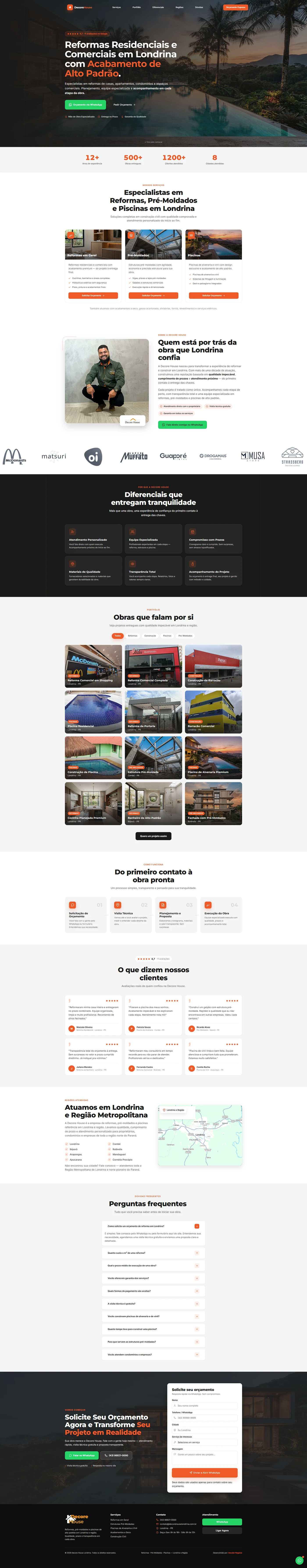 Landing page da Decore House Londrina, projeto da Decolar Negócio