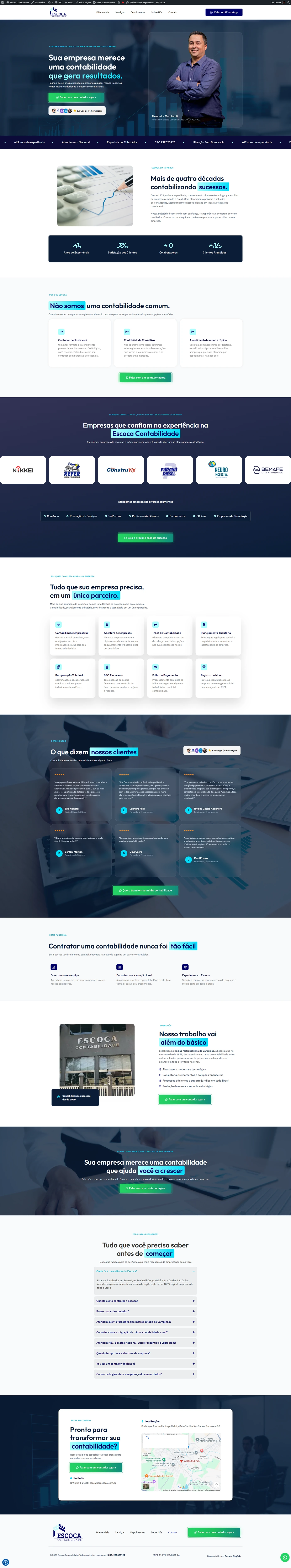 Landing page da Escoca Contabilidade, projeto da Decolar Negócio