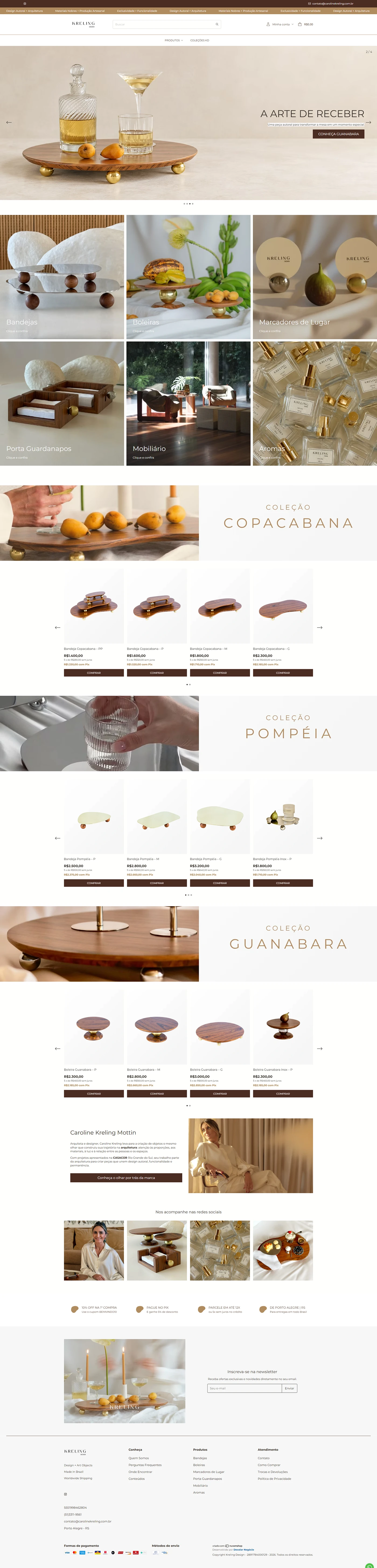 Loja Kreling Design na Nuvemshop, projeto da Decolar Negócio