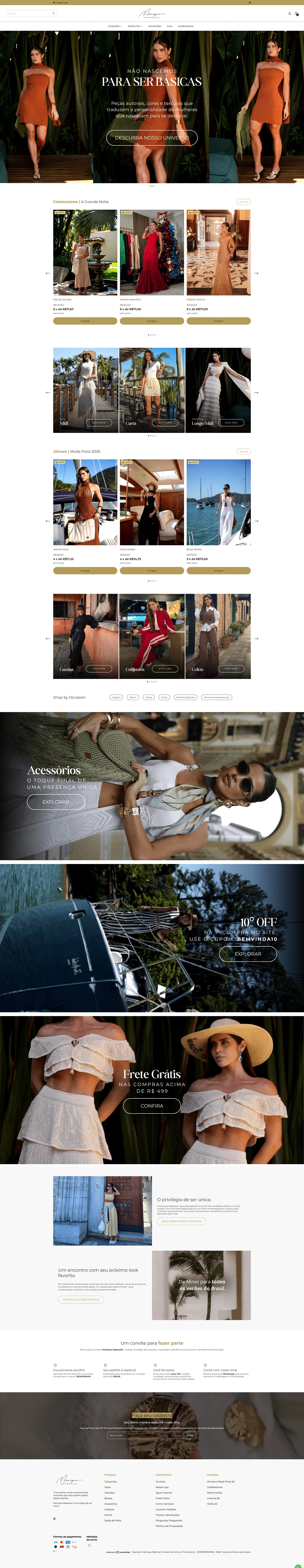 Loja Monique Raphaelli na Nuvemshop, projeto da Decolar Negócio
