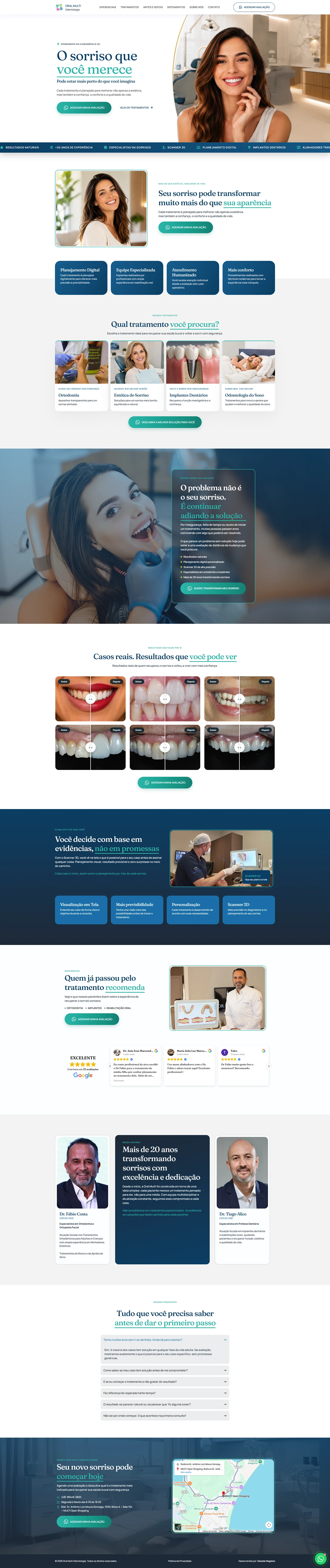 Landing page da Oral Multi Odontologia, projeto da Decolar Negócio