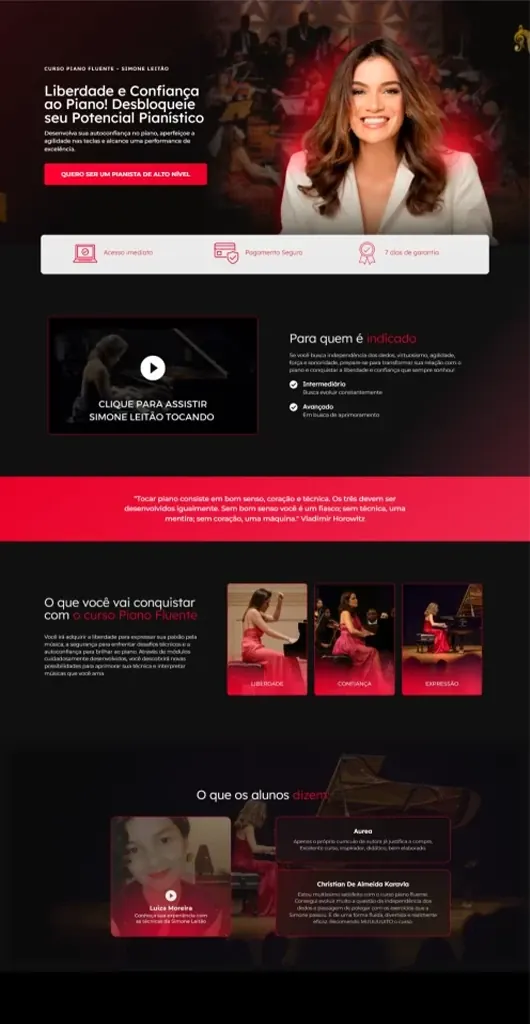 00- Site 10 Landing page completa do curso de piano da Simone Leitão