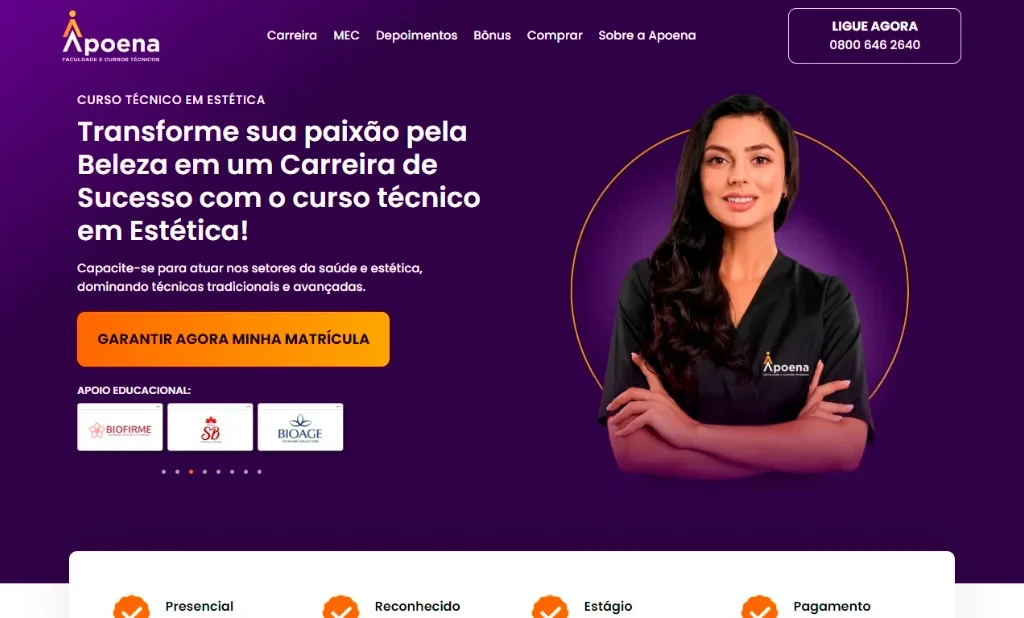 Print do projeto Apoena Faculdade e Cursos Técnicos