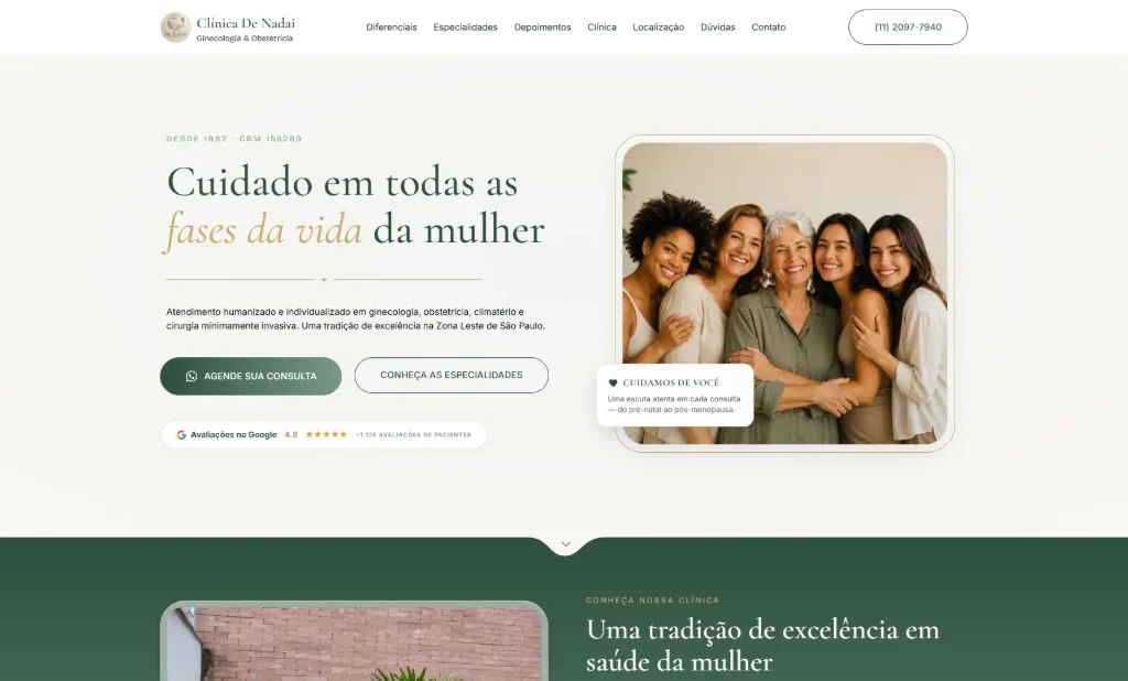 Clínica De Nadai: site institucional para clínica de saúde da mulher em São Paulo 3 Print do projeto Clínica De Nadai