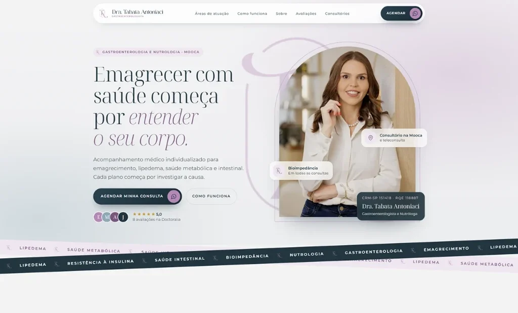 Dra. Tabata Antoniaci: site para gastroenterologista e nutróloga em São Paulo 2 Print do projeto Dra. Tabata Antoniaci