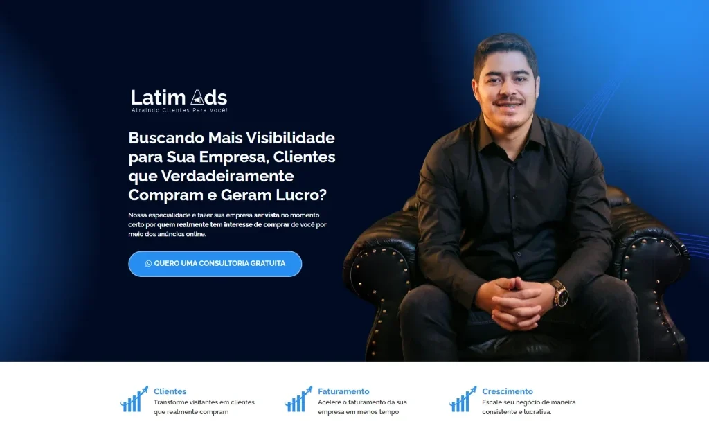 Latim Ads: landing page para gestor de tráfego 3 Print do projeto Latim Ads