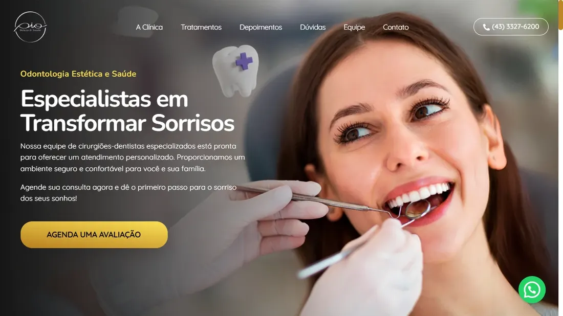 00- Site 6 Site da Clínica Pio, de odontologia estética, criado pela Decolar Negócio